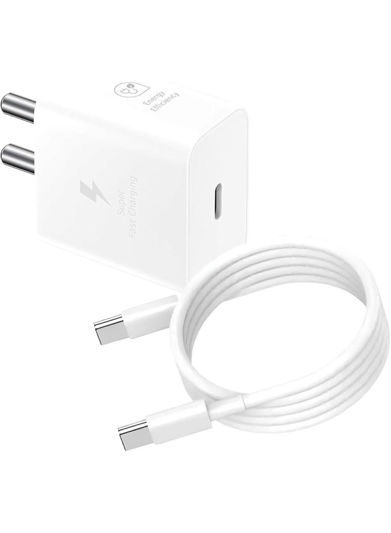 محول شحن سريع بقوة 45 واط (تقنية PD) مع كابل USB من النوع C إلى النوع C، باللون الأبيض - Image 3
