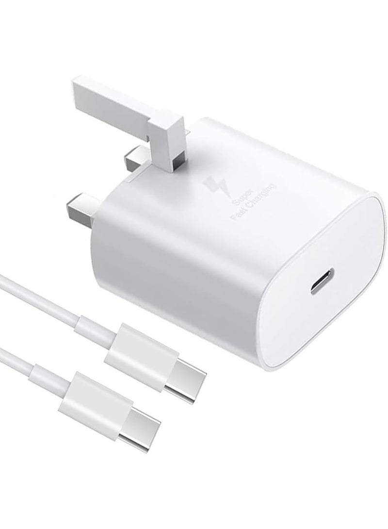 محول شحن سريع بقوة 45 واط (تقنية PD) مع كابل USB من النوع C إلى النوع C، باللون الأبيض - Image 1