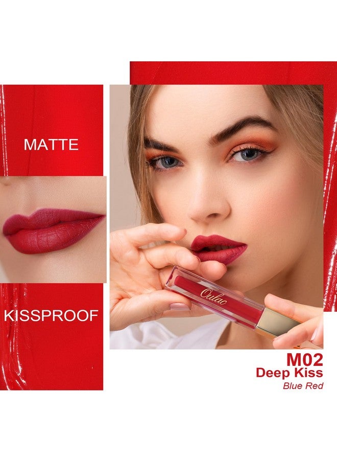 Oulac Red Matte Lipstick For Women Classic Red Lip Stain Long Lasting Waterproof No Transfer Creamy High Pigmented Formula With Rose Oil Vegan & Crueltyfree Classic Red M02 - Image 2