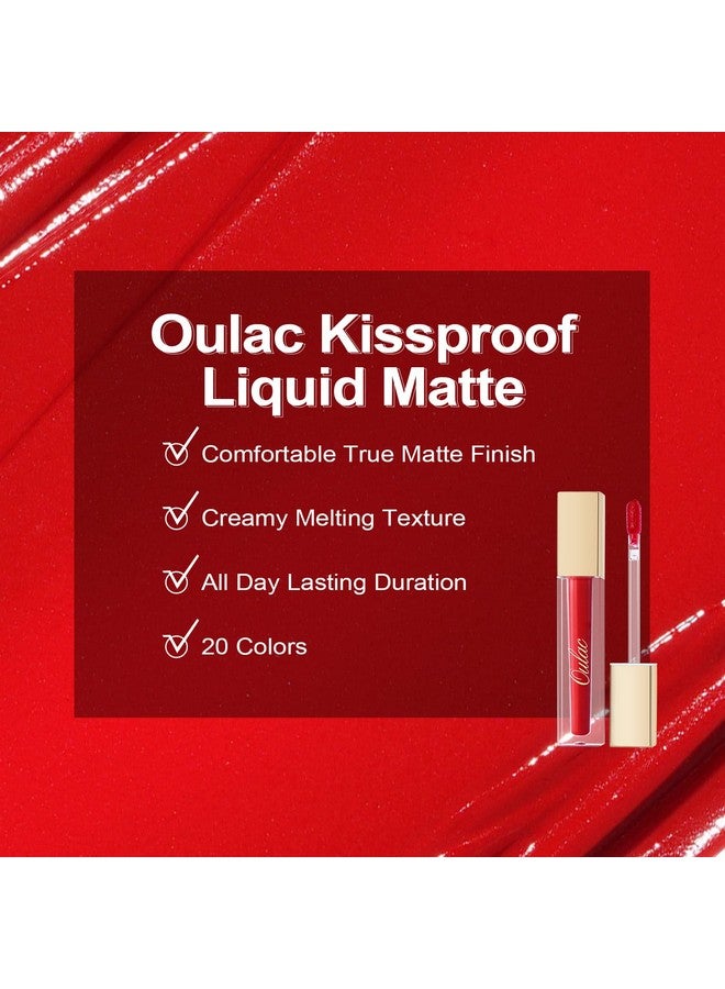 Oulac Red Matte Lipstick For Women Classic Red Lip Stain Long Lasting Waterproof No Transfer Creamy High Pigmented Formula With Rose Oil Vegan & Crueltyfree Classic Red M02 - Image 5