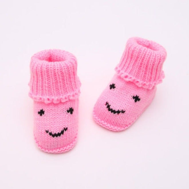 Qi Ta Handmade Knitted Baby Socks Shoes for Newborns, Cotton Breathable Anti-Slip Winter Spring Autumn, 0-3-6 Months, Cartoon Style - Image 1