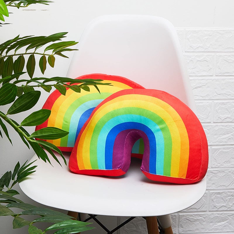 Chunful Chunful 2 Pcs Rainbow Pillow for Girls Kids 13.8 x 8.7 x 4 Inch Plush Cute Rainbow Throw Pillow Arch Shaped Floor Cushion Stuffed Rainbow Decorative Pillows for Bed Chair Room Home Decor (Colorful)  - Image 5