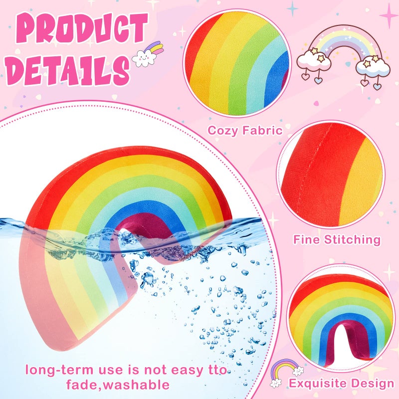 Chunful Chunful 2 Pcs Rainbow Pillow for Girls Kids 13.8 x 8.7 x 4 Inch Plush Cute Rainbow Throw Pillow Arch Shaped Floor Cushion Stuffed Rainbow Decorative Pillows for Bed Chair Room Home Decor (Colorful)  - Image 3