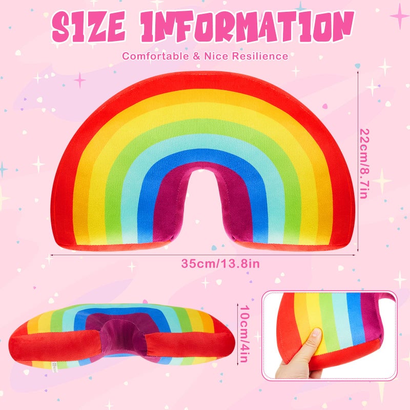 Chunful Chunful 2 Pcs Rainbow Pillow for Girls Kids 13.8 x 8.7 x 4 Inch Plush Cute Rainbow Throw Pillow Arch Shaped Floor Cushion Stuffed Rainbow Decorative Pillows for Bed Chair Room Home Decor (Colorful)  - Image 2