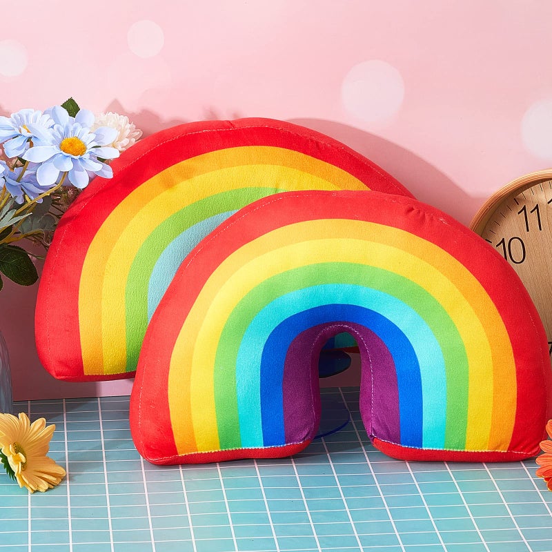 Chunful Chunful 2 Pcs Rainbow Pillow for Girls Kids 13.8 x 8.7 x 4 Inch Plush Cute Rainbow Throw Pillow Arch Shaped Floor Cushion Stuffed Rainbow Decorative Pillows for Bed Chair Room Home Decor (Colorful)  - Image 4