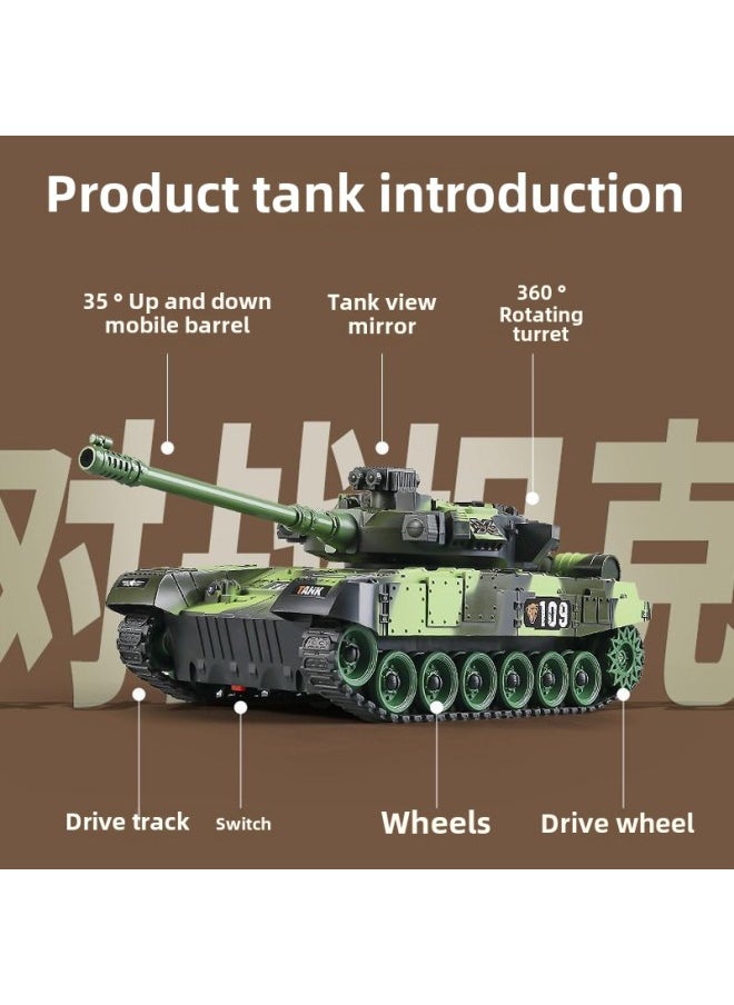 Generic - 2.4g Remote Control Tank Track Nine-way All-round Charging Electric Off-road War-like Armored Vehicle TANK Model Toy-Color:Remote Control (watch Or Handle)-Specifications:Standard (30 Minutes) - Image 1