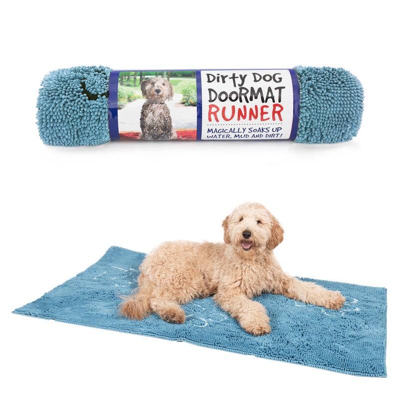 Dog Gone Smart Dirty Dog Doormat Fast Drying Rug with Super Gripper Backing for Clean Floors Super Absorbent and Machine Washable Mat for Muddy Paws Aqua
