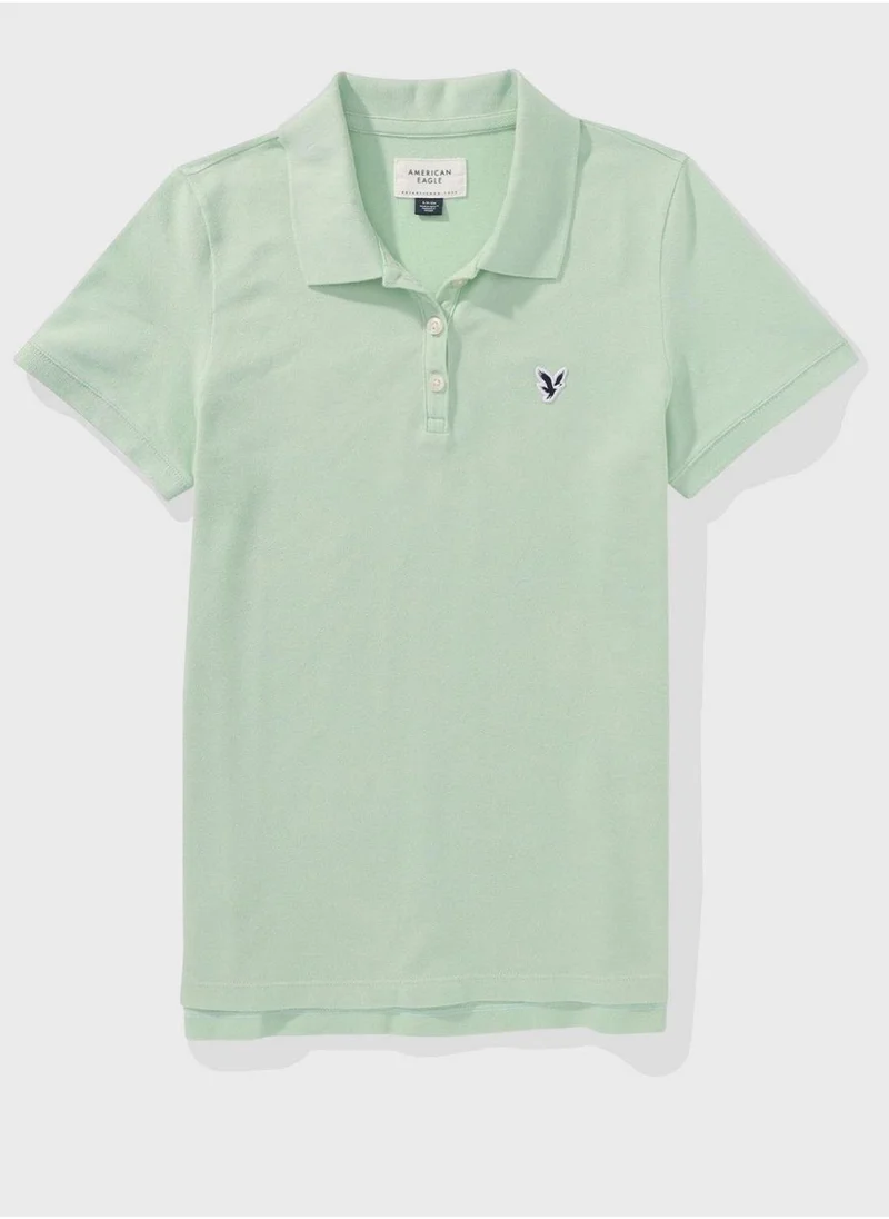 American Eagle Logo Detail Short Sleeve Polo Shirt