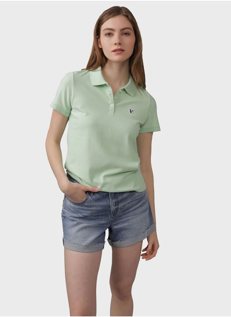 American Eagle Logo Detail Short Sleeve Polo Shirt