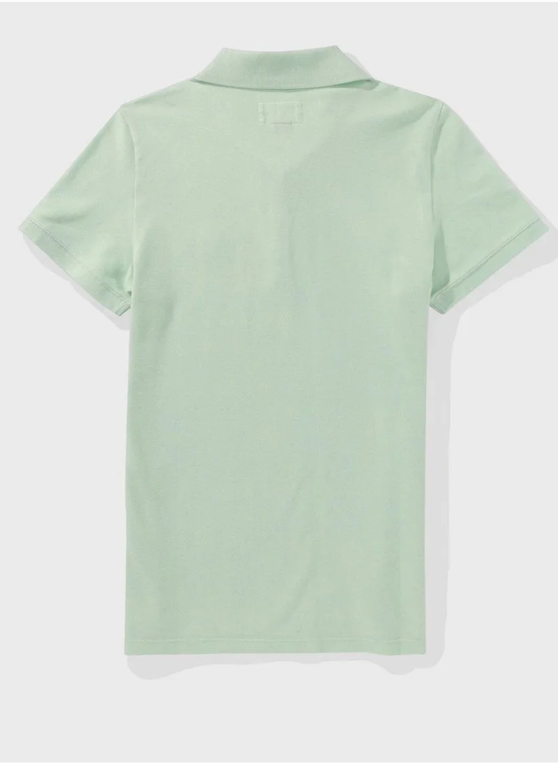 American Eagle Logo Detail Short Sleeve Polo Shirt