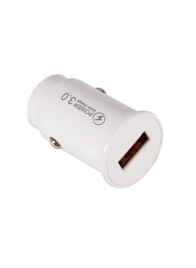 Compact Single-Port Car Charger 3.0 White  - Image 1