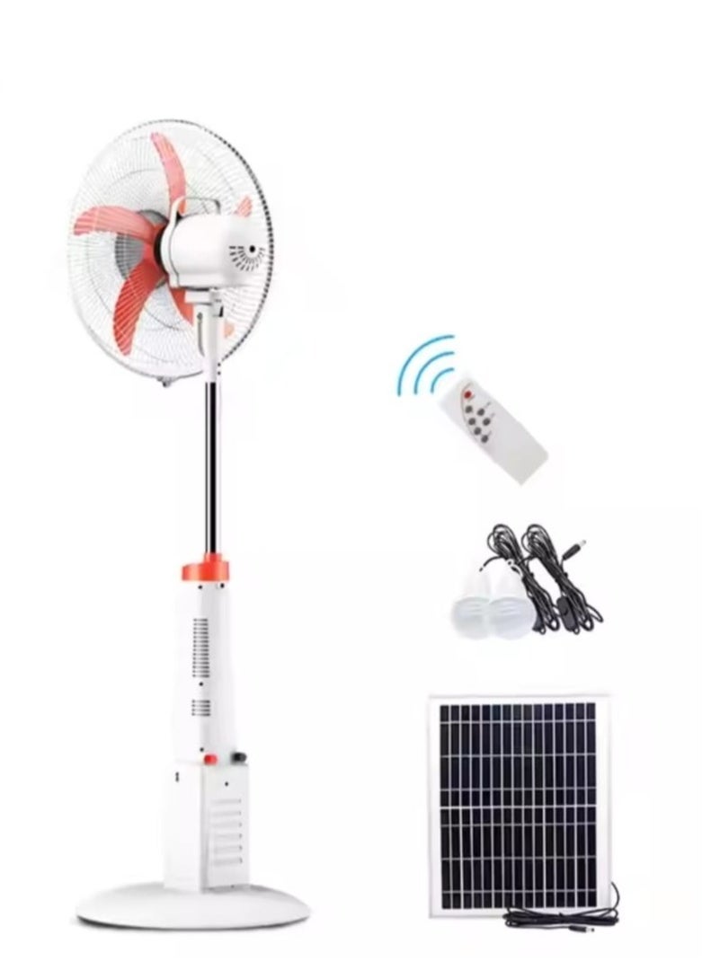 Generic - 5-blade solar powered vertical fan with a remote control a solar panel and 2 led lights equipped with a giant internal battery and a usb port for charging the phone and various devices - Image 1