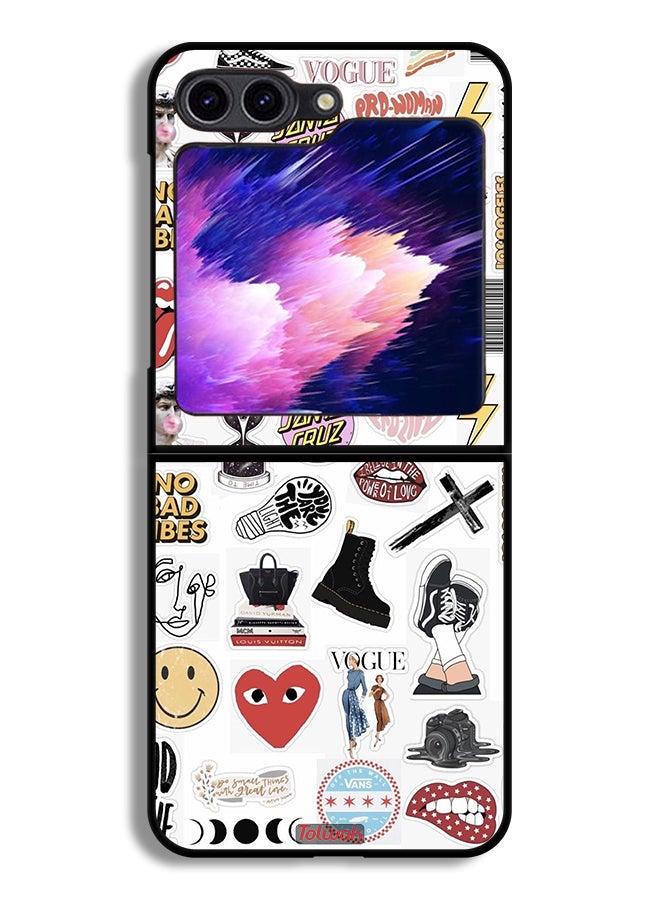 Tolwak Samsung Galaxy Z Flip6 Protective Case Cover No Bad Vibes Stickers - Image 1