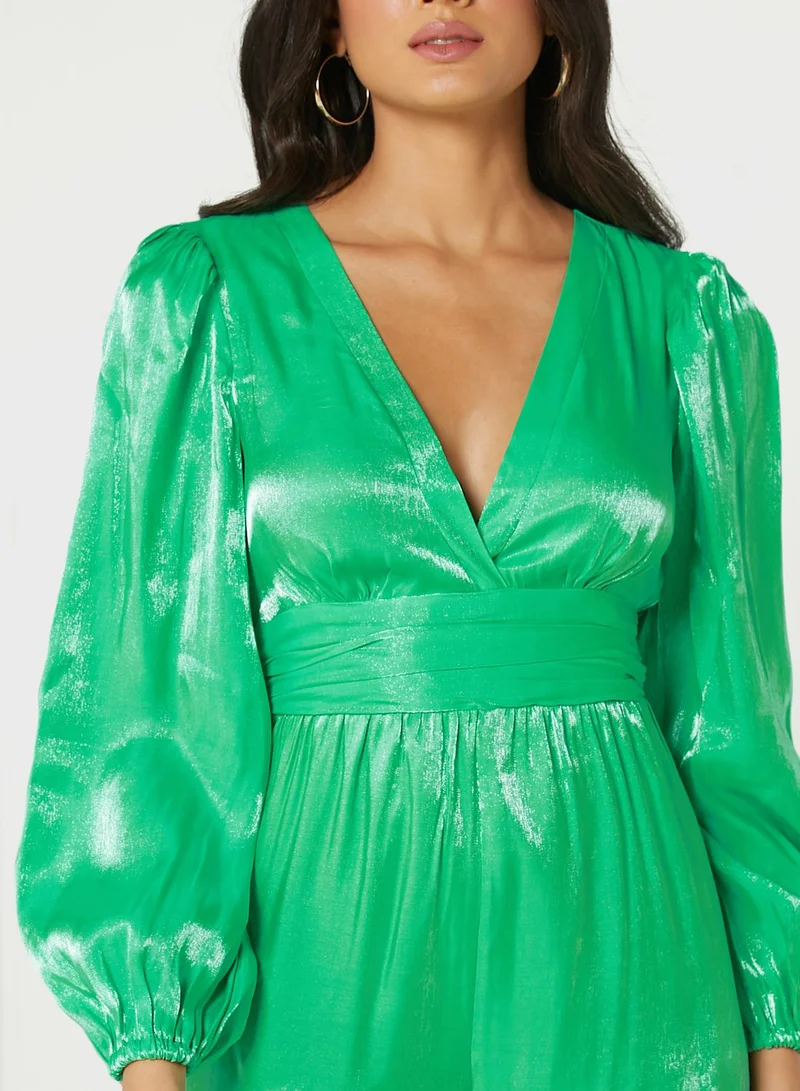 TOPSHOP Plunge Neck Wide Leg Jumpsuit
