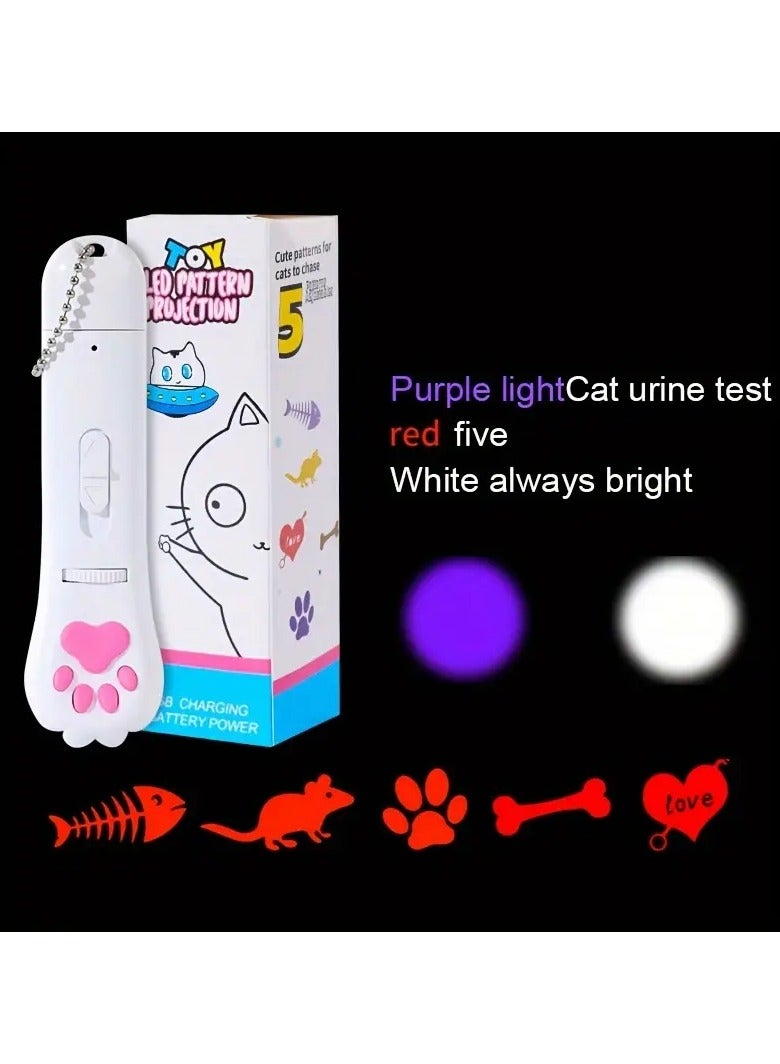 جلوسكي التفاعلية Cat Teaser العصا مع بطارية USB القابلة لإعادة الشحن ، إضاءة الإسقاط متعددة الأنماط ، تصميم الكرتون لعبة الحيوانات الأليفة للقطط اللعبة - Image 1