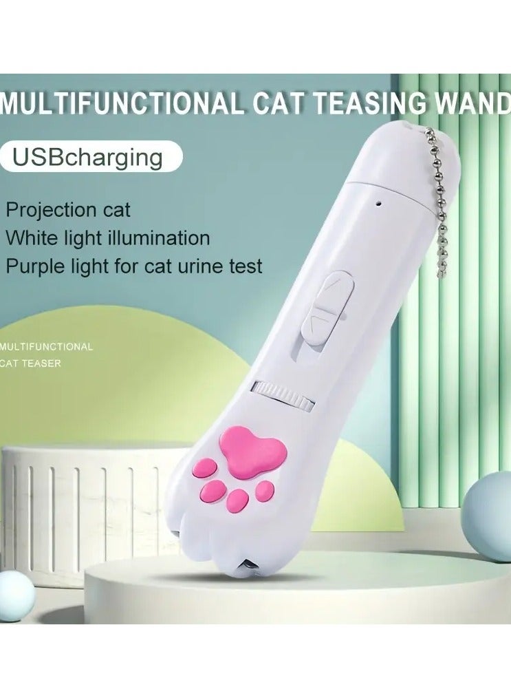 جلوسكي التفاعلية Cat Teaser العصا مع بطارية USB القابلة لإعادة الشحن ، إضاءة الإسقاط متعددة الأنماط ، تصميم الكرتون لعبة الحيوانات الأليفة للقطط اللعبة - Image 3