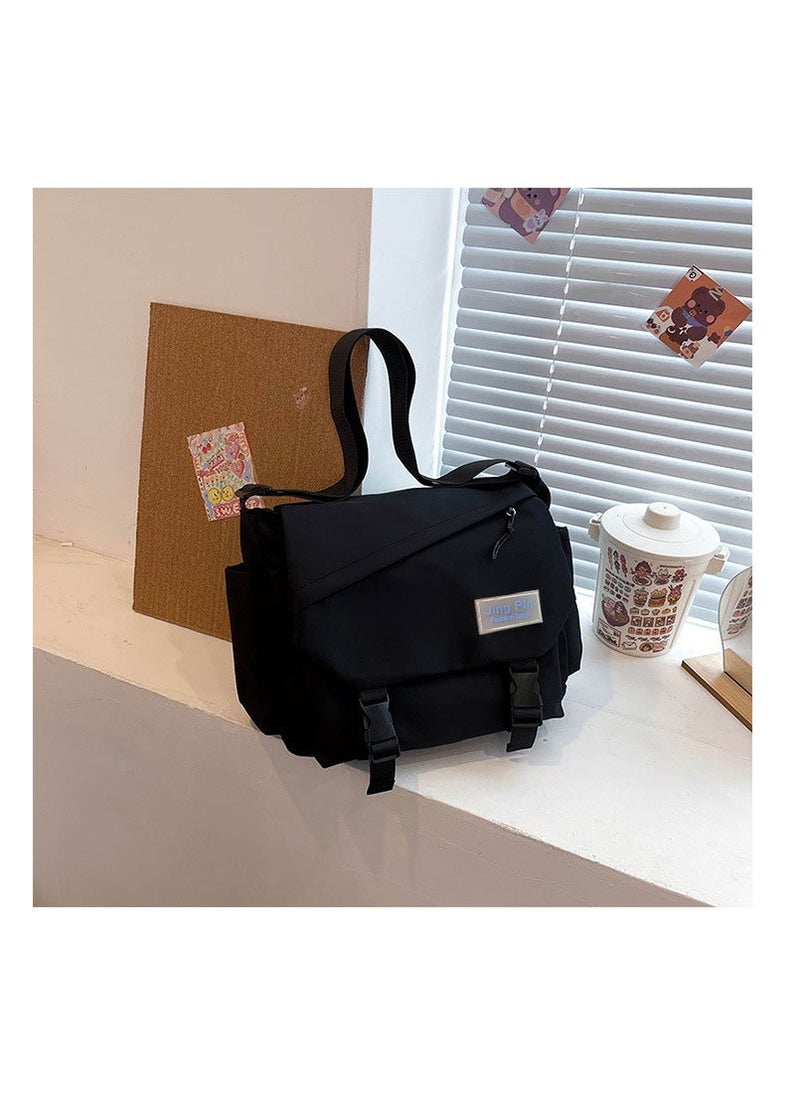 Kiffiyeh Japanese Harajuku Large-capacity Crossbody Bag For Teenages,Versatile For Students, Messenger Bag For Classes, Retro Canvas Bag, With Fashionable Color.  - Image 1