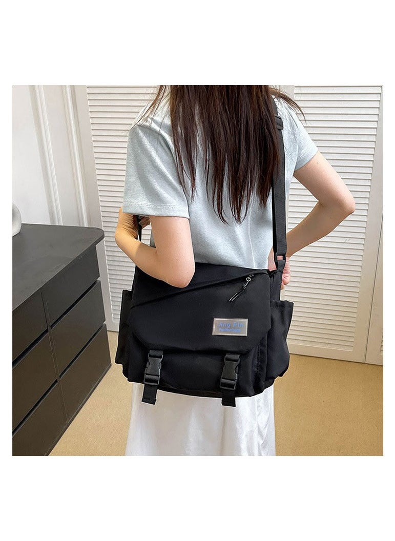 Kiffiyeh Japanese Harajuku Large-capacity Crossbody Bag For Teenages,Versatile For Students, Messenger Bag For Classes, Retro Canvas Bag, With Fashionable Color.  - Image 2