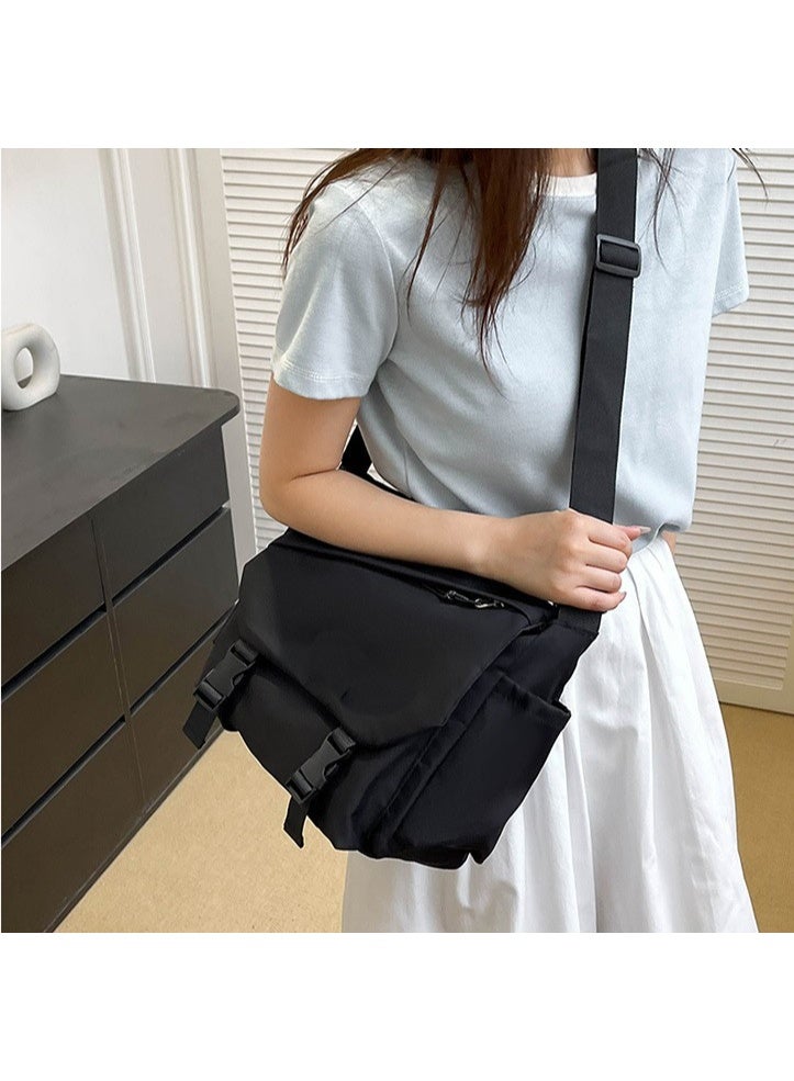 Kiffiyeh Japanese Harajuku Large-capacity Crossbody Bag For Teenages,Versatile For Students, Messenger Bag For Classes, Retro Canvas Bag, With Fashionable Color. - Image 5