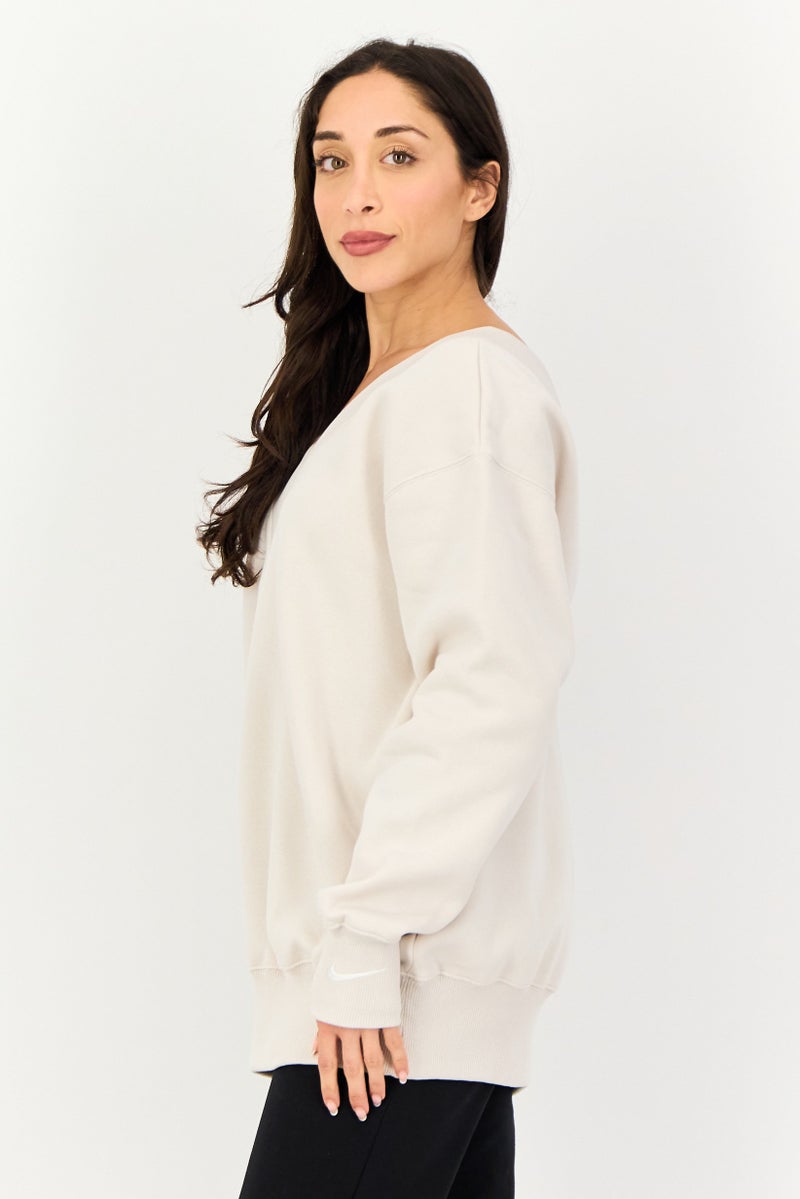 Nike Women Sportswear FIt Long Sleeve Outdoor Sweatshirt, Off White - Image 2