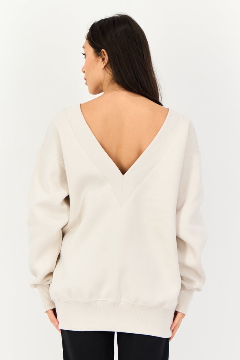Nike Women Sportswear FIt Long Sleeve Outdoor Sweatshirt, Off White - Image 3