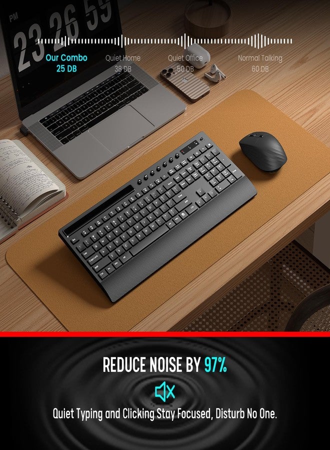 Trueque Wireless Keyboard and Mouse Combo - Full-Size Quiet Keyboard with Palm Rest, Phone Holder, Multimedia Keys, Power Switch, Compatible with Windows, Chrome OS, PC, Laptop (Batteries Included) - Image 4