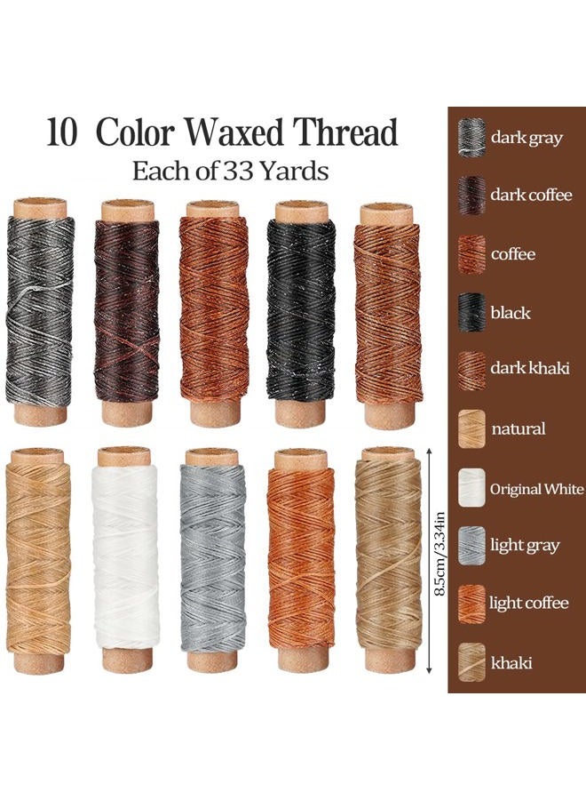 Butuze 330 Yards Leather Sewing Waxed Thread - 150D 33 Yards Per Spool Stitching Thread for Leather Craft DIY,Bookbinding,Shoe Repairing,Leather Sewing - Image 2