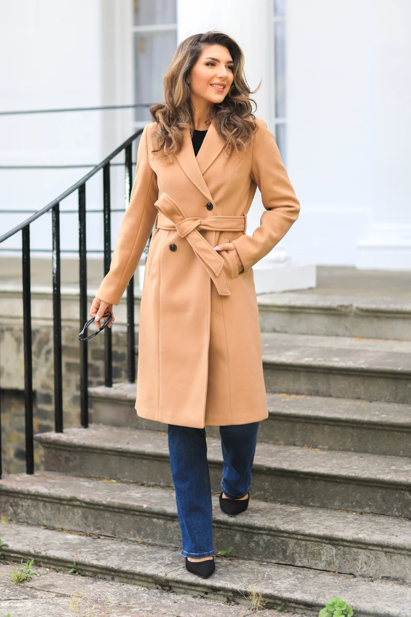 Double Breasted Shawl Collar Coat