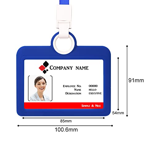 HiCycle2 Badge Holder Silicone Horizontal ID Badge Card Holder with Lanyard Neck Strap Heavy Duty ID Card Business Card Offices Supplies (Dark Blue) - Image 4