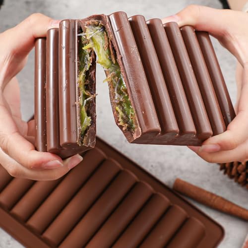 Koluti Deep Chocolate Bar Nonstick Silicone Molds 2 Pack, Large and Thick Dubai Chocolate Mold for Filling Knafeh, Candy DIY Baking Decor Pistachio Bar Rectangle Mould - Image 3