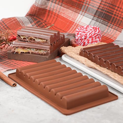Koluti Deep Chocolate Bar Nonstick Silicone Molds 2 Pack, Large and Thick Dubai Chocolate Mold for Filling Knafeh, Candy DIY Baking Decor Pistachio Bar Rectangle Mould - Image 4