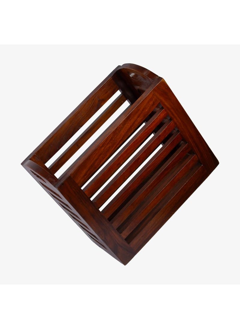 WOODMAZE WOODMAZE Sheesham Wood Magazine Holder for Living Room Study Table Decoration Wooden Newspaper Book Organiser Stand Honey Finish Size 36L20W33H CM  - Image 3