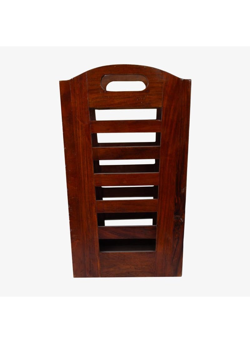 WOODMAZE WOODMAZE Sheesham Wood Magazine Holder for Living Room Study Table Decoration Wooden Newspaper Book Organiser Stand Honey Finish Size 36L20W33H CM  - Image 4