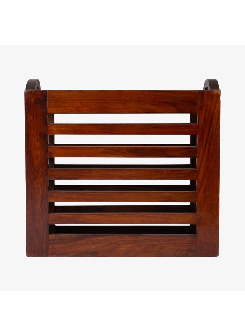 WOODMAZE WOODMAZE Sheesham Wood Magazine Holder for Living Room Study Table Decoration Wooden Newspaper Book Organiser Stand Honey Finish Size 36L20W33H CM  - Image 5
