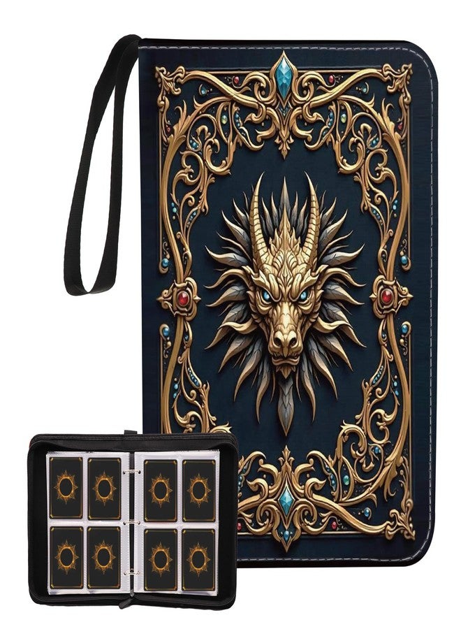 Piefectpie Retro Dragon Card Binder 4-Pocket Card Holder Album 400 Pocket, Dragon Trading Gamecards Holder Zipper Case Collector Album for Game Sports Collector Gift - Image 1