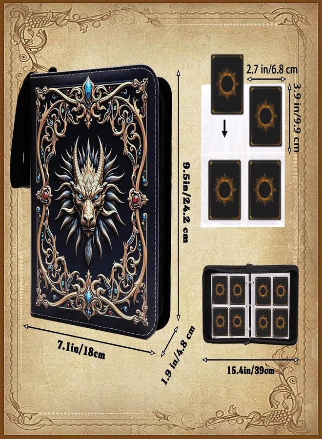 Piefectpie Retro Dragon Card Binder 4-Pocket Card Holder Album 400 Pocket, Dragon Trading Gamecards Holder Zipper Case Collector Album for Game Sports Collector Gift - Image 4