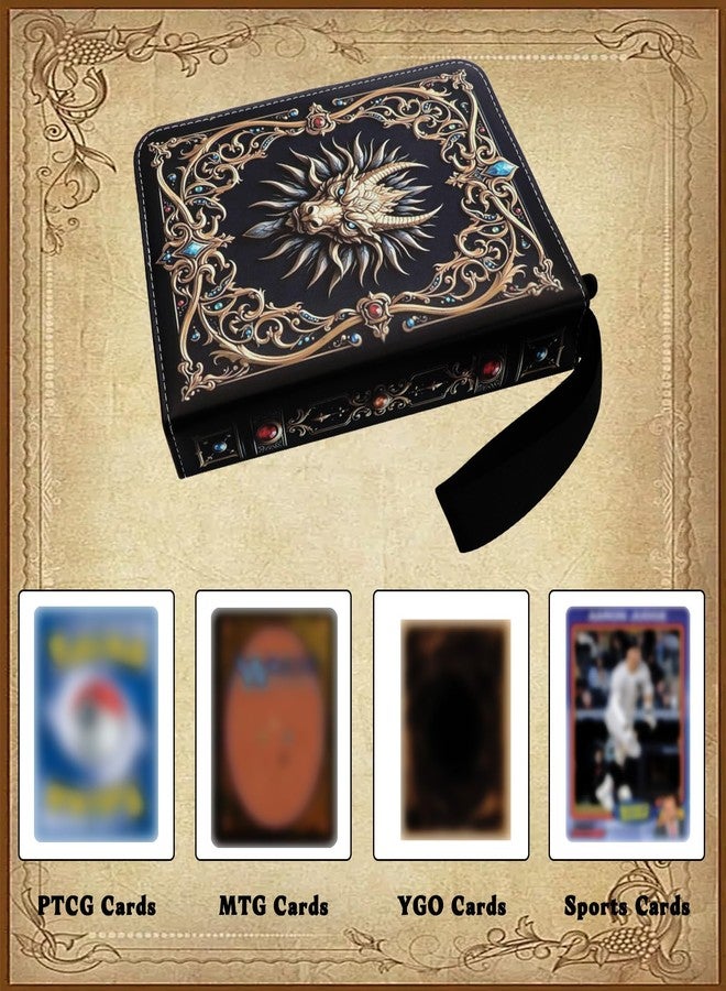 Piefectpie Retro Dragon Card Binder 4-Pocket Card Holder Album 400 Pocket, Dragon Trading Gamecards Holder Zipper Case Collector Album for Game Sports Collector Gift - Image 3