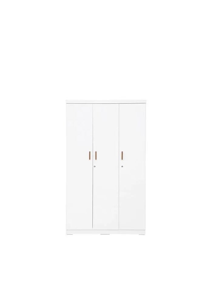 جالاكسي ديزاين خزانة ملابس/خزانة خشبية بثلاثة أبواب ودرج واحد من جالاكسي، باللون الأبيض – 200 × 120 × 50 سم - Image 1