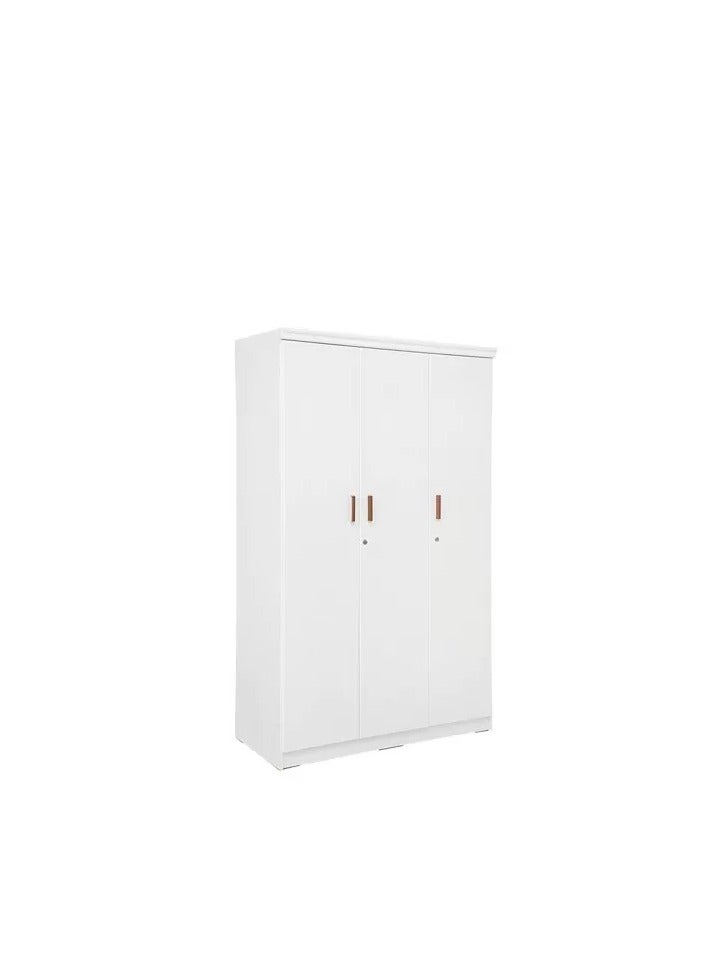 جالاكسي ديزاين خزانة ملابس/خزانة خشبية بثلاثة أبواب ودرج واحد من جالاكسي، باللون الأبيض – 200 × 120 × 50 سم - Image 3