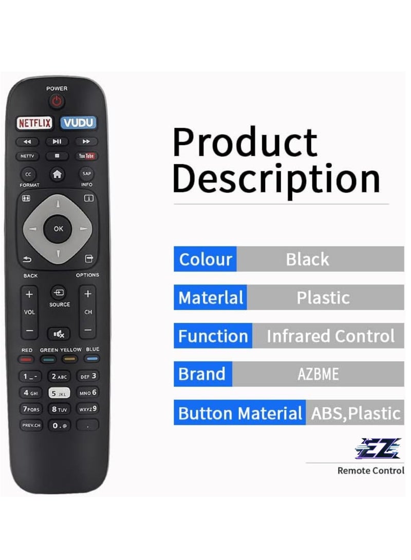 ELTRAZONE Replacement Remote Control NH500UP for Philips 4K UHD Smart TV 55PFL5602 75PFL6601 65PFL560 32PFL4902 40PFL4901 43PFL4901 43PFL4902 50PFL4901 65PFL6902 43PFL5602 65PFL6 601 with battery - Image 2