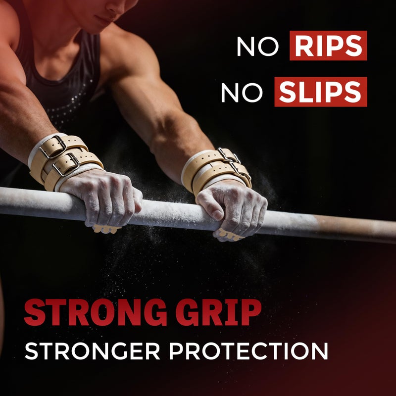 Reisport High Bar Gymnastics Grips for Men - Premium Leather Hand Grips for Gymnastics Bars - Gymnastics Equipment & Accessories for Advanced Gymnasts - Image 3