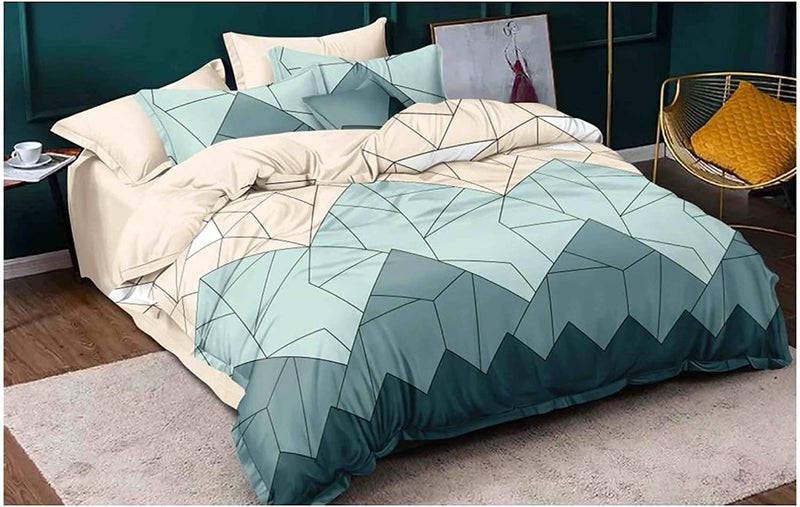 YUKU YUKU Ash 150 GSM Glace Cotton Double Bedsheet with 2 Pillow Covers 90X100 InchesMulticolor 