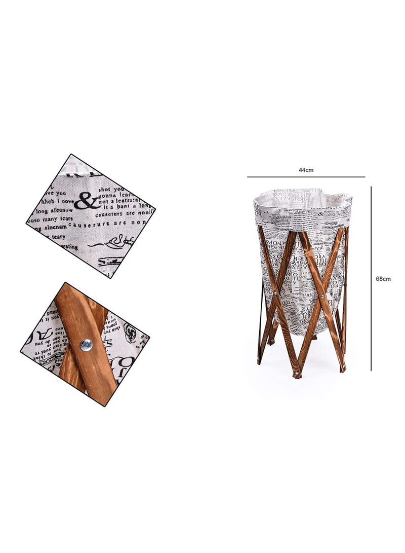 FFD Laundry Basket Bin With Wooden Frame Laundry Hamper For Baby Nursery Dog Toy Blanket Storage Organizer Portable Folding Basket For Clothes Removable Polyester Liner Fabric Bag  - Image 4