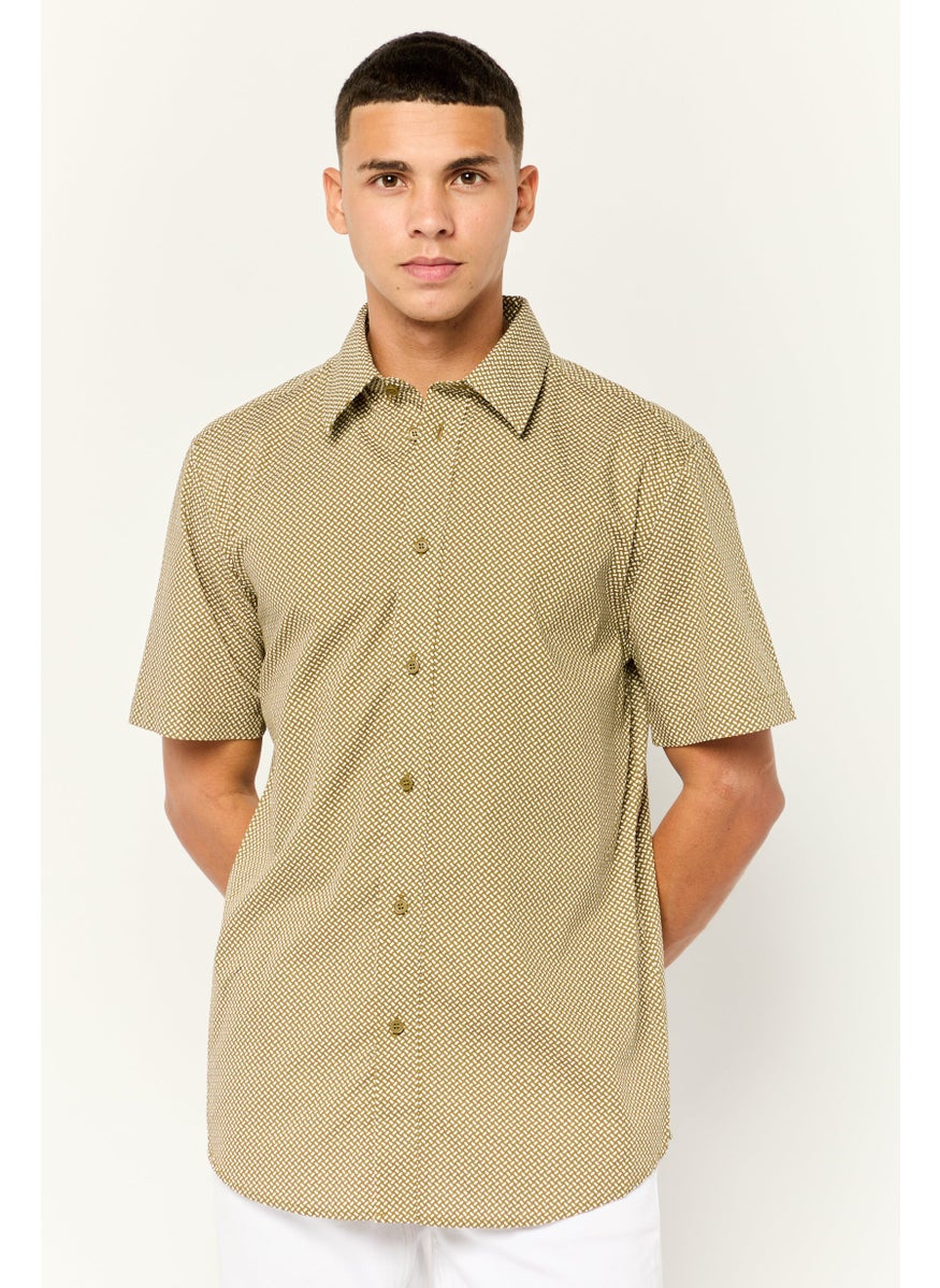 ESPRIT Men Slim Fit Allover Print Short Sleeves Casual Shirt, Multi Colors  - Image 1