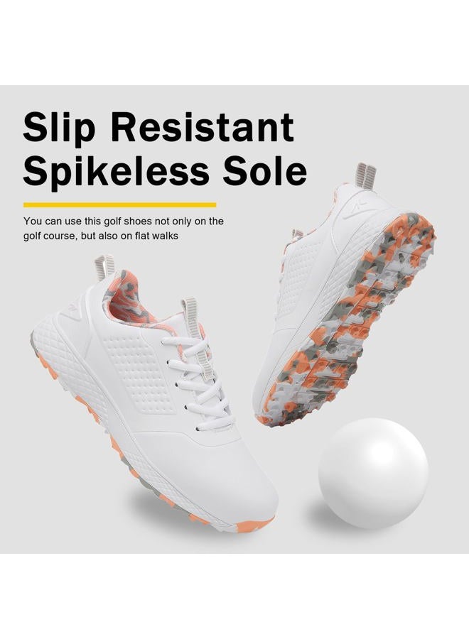 ULTIANT Women Golf Shoes Spikeless Waterproof Golf Sport Sneakers Size5-10, White_pink, 6.5 - Image 2