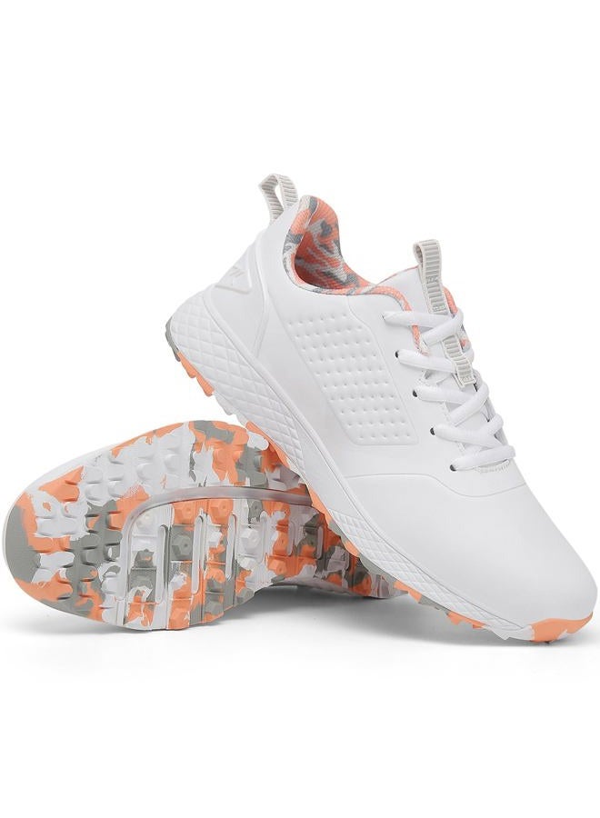 ULTIANT Women Golf Shoes Spikeless Waterproof Golf Sport Sneakers Size5-10, White_pink, 6.5 - Image 1