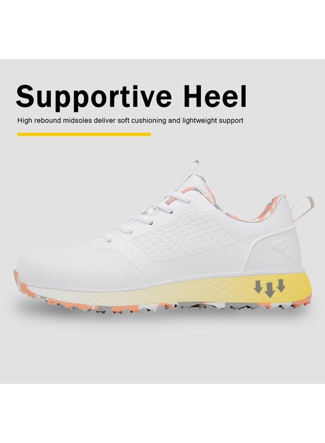 ULTIANT Women Golf Shoes Spikeless Waterproof Golf Sport Sneakers Size5-10, White_pink, 6.5 - Image 4