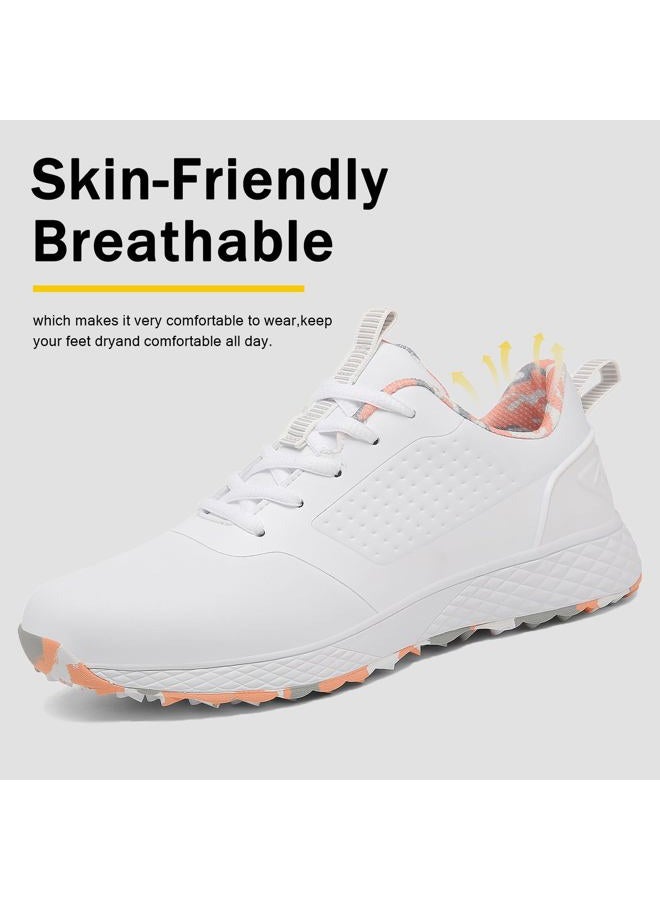 ULTIANT Women Golf Shoes Spikeless Waterproof Golf Sport Sneakers Size5-10, White_pink, 6.5 - Image 3