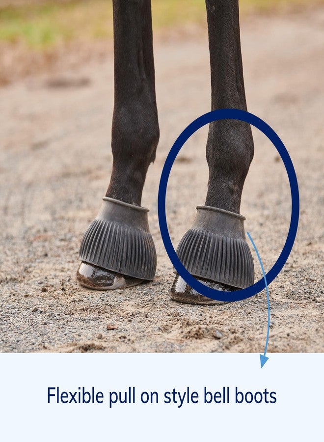 SmartEquine Horse Bell Boots | Pull On Rubber Ribbed Design for Interference Shielding and Lost Shoe Prevention | Durable and Reliable Horse Boots (Large (L)) - Image 2