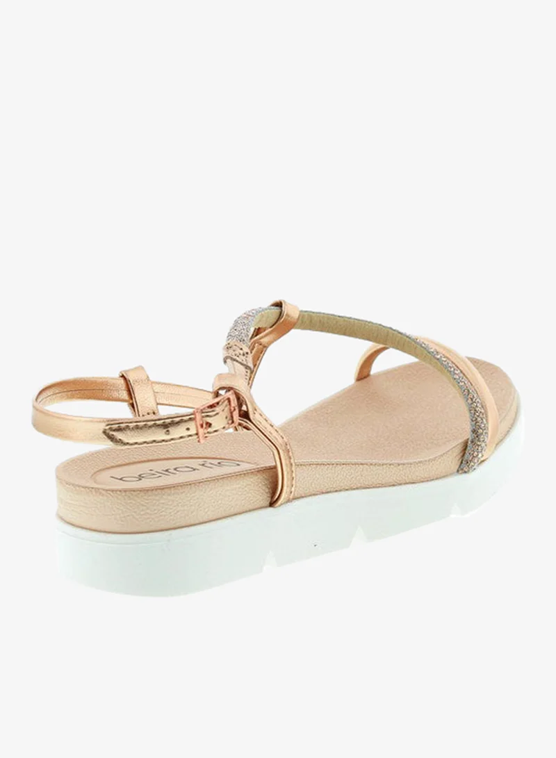 Beira Rio Gold Pink Flat Sandals for Women – Stylish Ladies Flat Sandals & Comfortable Flat Slippers for Women | Best Price UAE